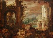 Roelant Savery Herds in the ruins oil painting artist